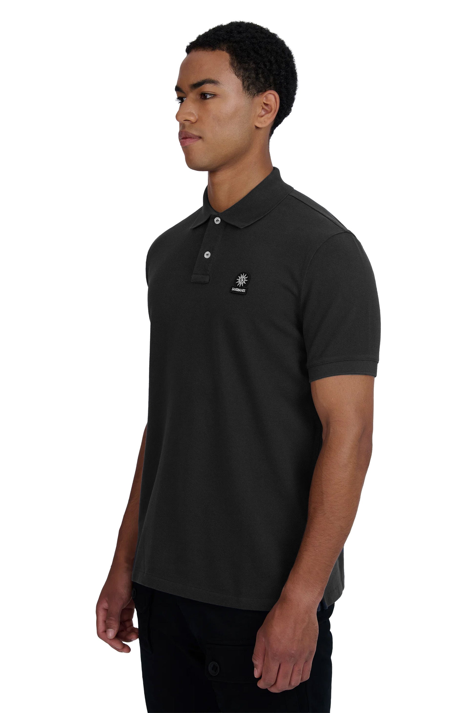 SANDBANKS BADGE LOGO POLO SHIRT ANTHRACITE Sandbanks Michael Stewart Menswear  Polo Shirts
