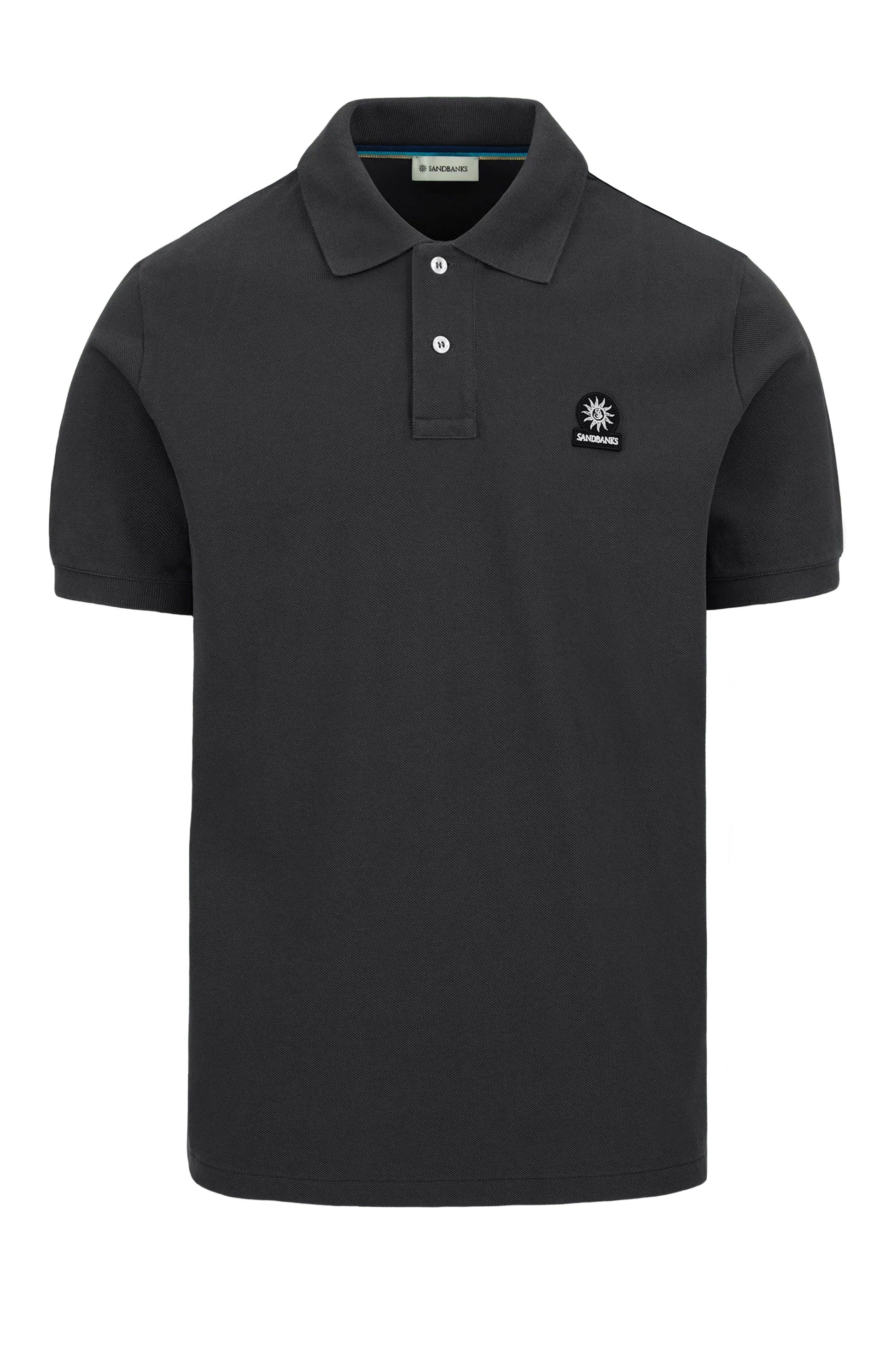 SANDBANKS BADGE LOGO POLO SHIRT ANTHRACITE Sandbanks Michael Stewart Menswear  Polo Shirts