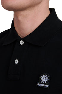 SANDBANKS BADGE LOGO POLO SHIRT BLACK Sandbanks Michael Stewart Menswear  Polo Shirts