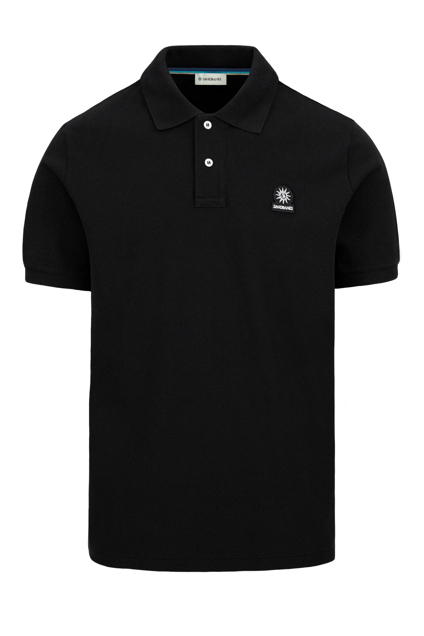 SANDBANKS BADGE LOGO POLO SHIRT BLACK Sandbanks Michael Stewart Menswear  Polo Shirts