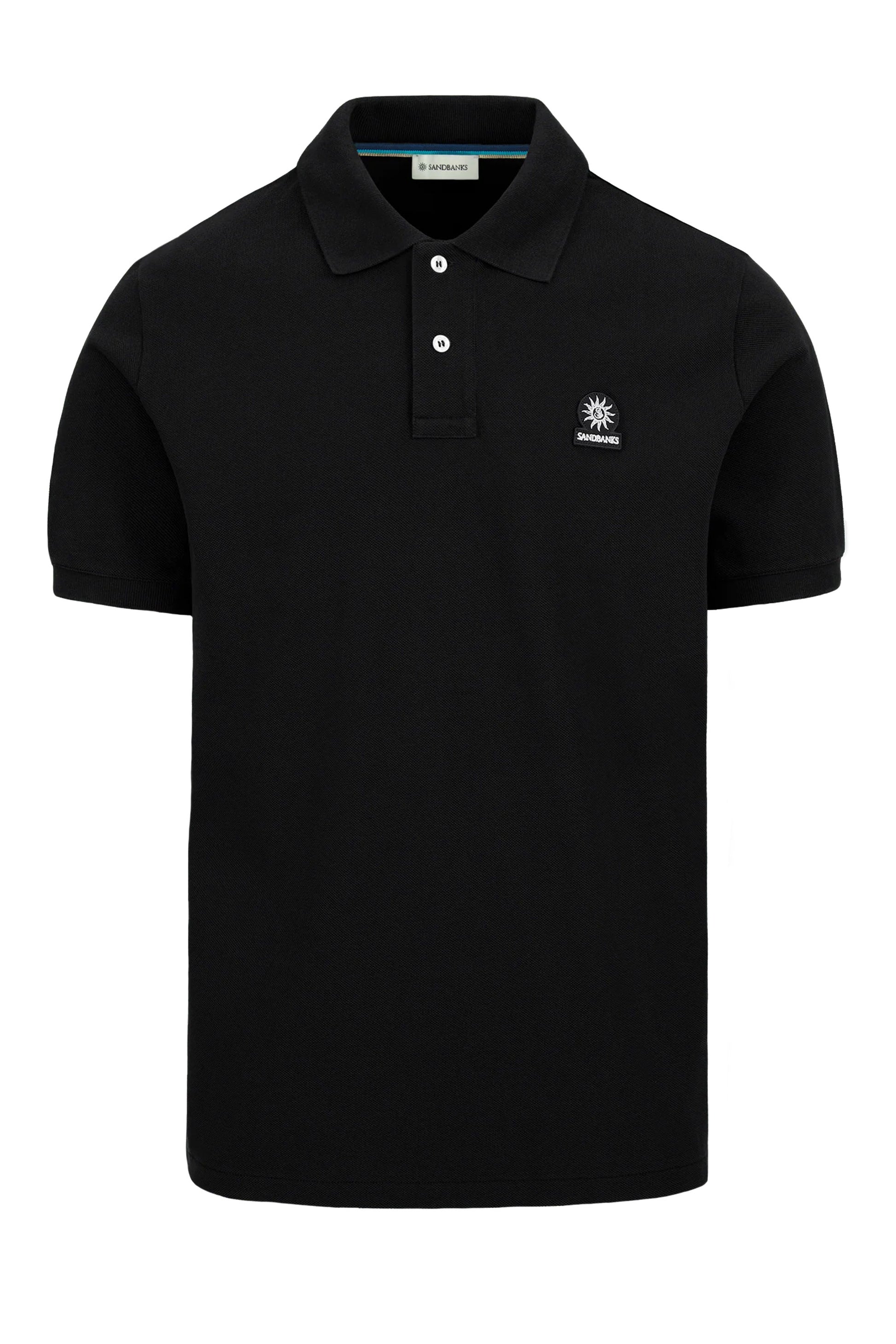 SANDBANKS BADGE LOGO POLO SHIRT BLACK Sandbanks Michael Stewart Menswear  Polo Shirts
