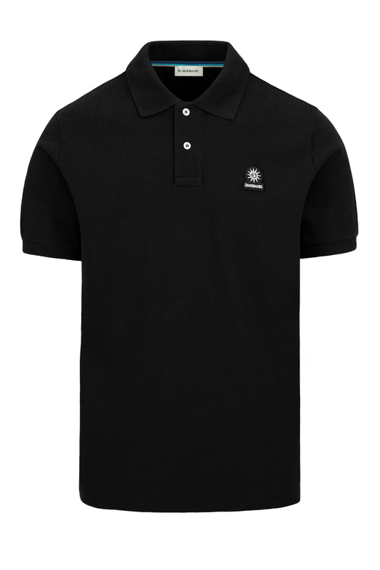 SANDBANKS BADGE LOGO POLO SHIRT BLACK Sandbanks Michael Stewart Menswear  Polo Shirts