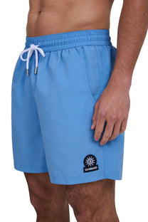 SANDBANKS BADGE LOGO SWIM SHORT DUSTY BLUE Sandbanks Michael Stewart Menswear  Swim Wear