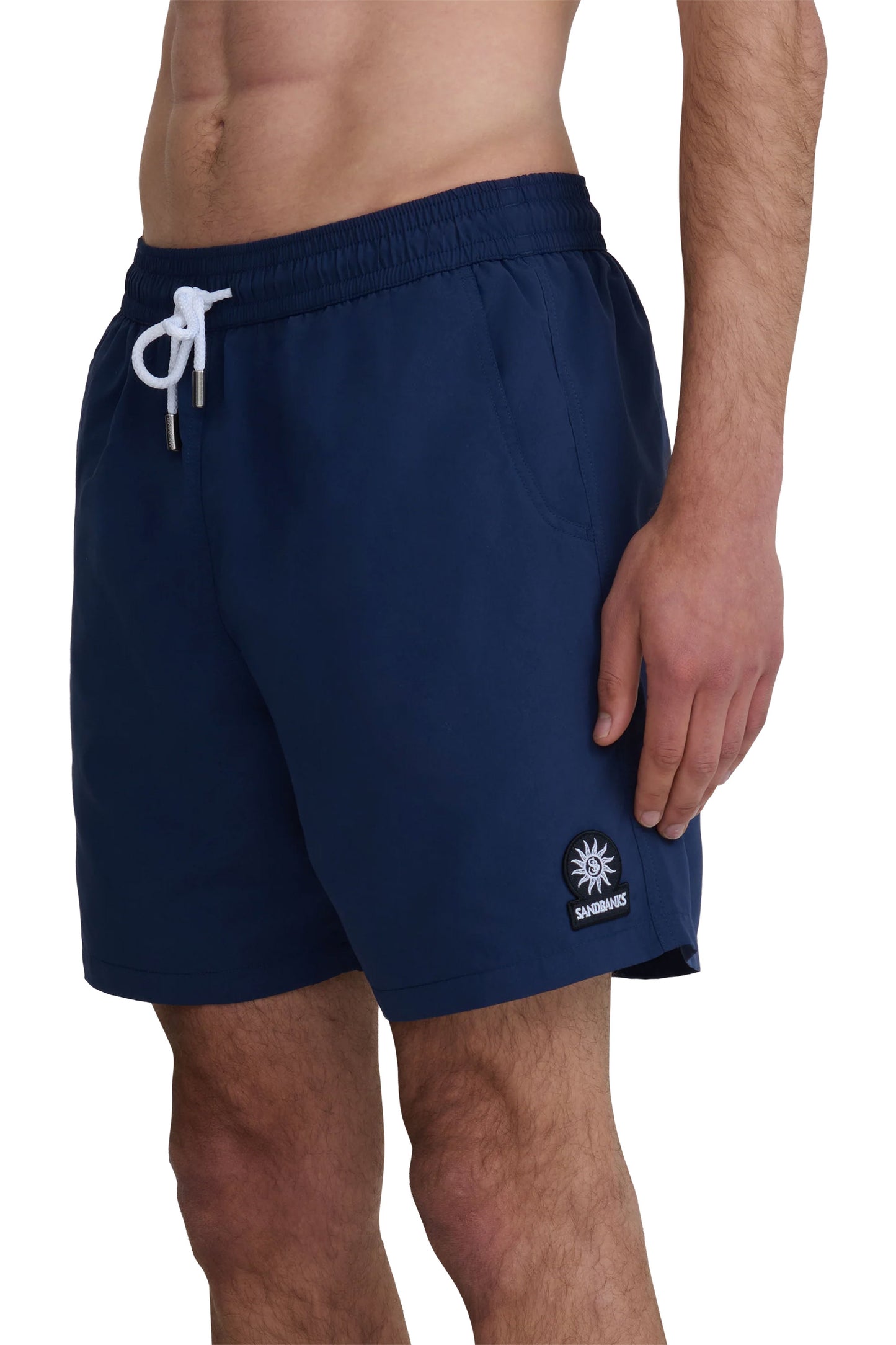 SANDBANKS BADGE LOGO SWIM SHORT NAVY Sandbanks Michael Stewart Menswear  Swim Wear