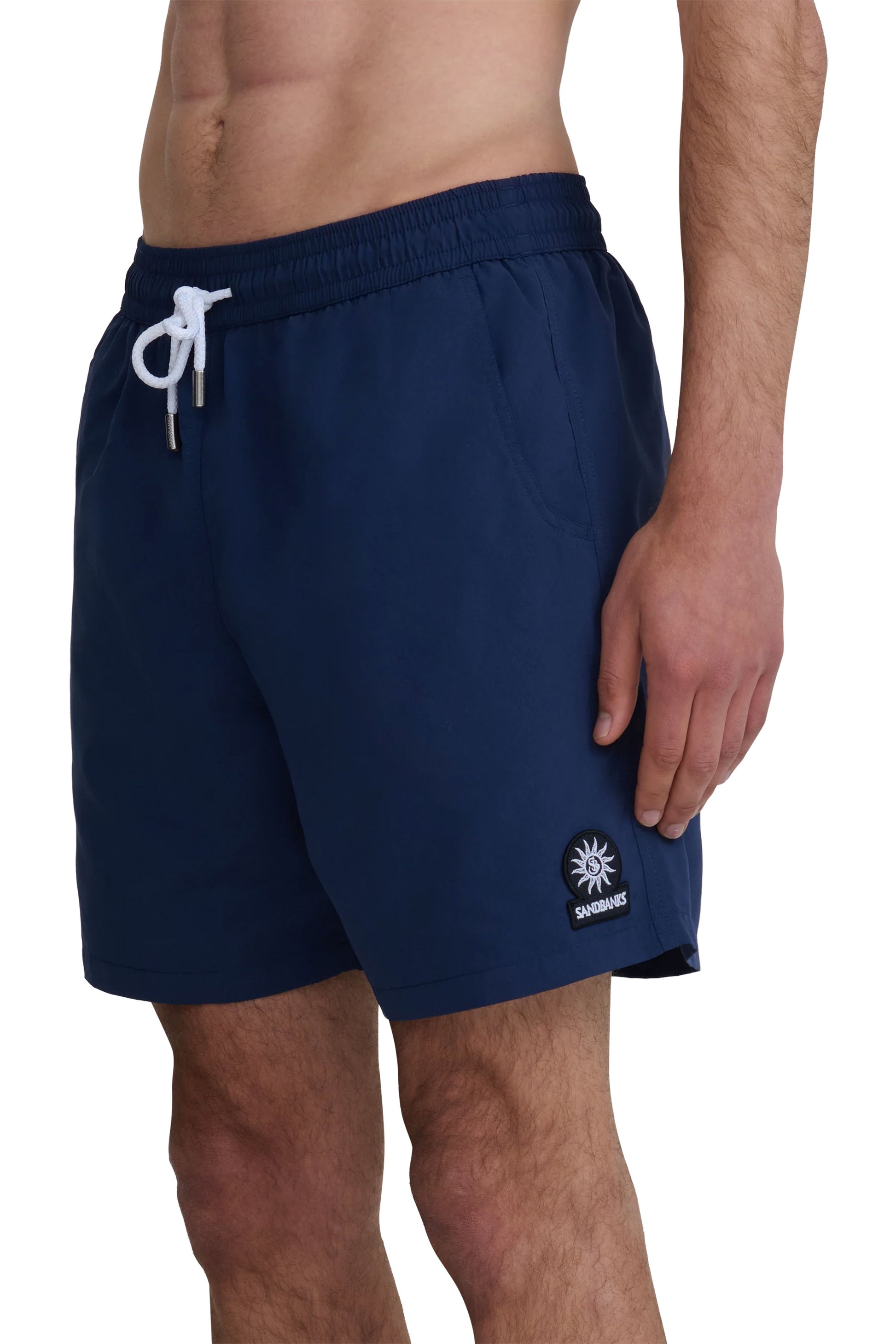SANDBANKS BADGE LOGO SWIM SHORT NAVY Sandbanks Michael Stewart Menswear  Swim Wear