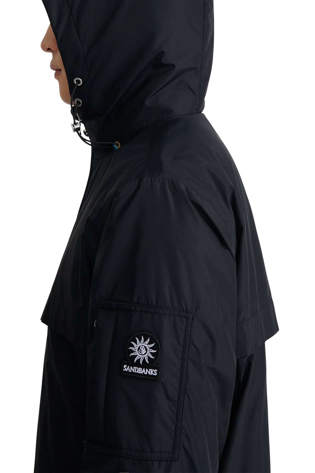 SANDBANKS HOODED NYLON WINDCHEATER BLACK