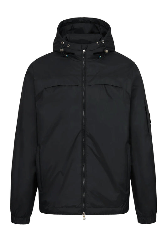 SANDBANKS HOODED NYLON WINDCHEATER BLACK