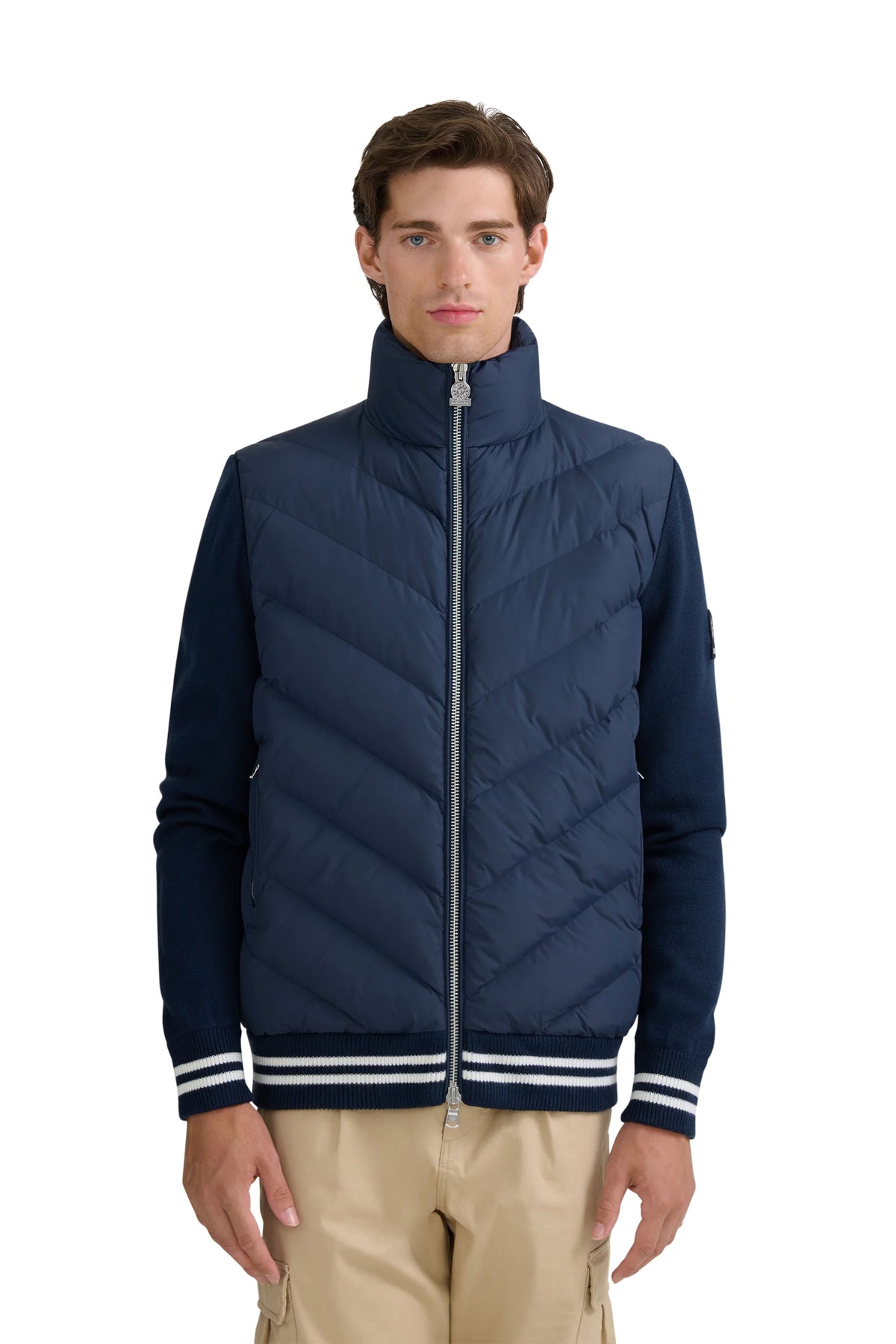 SANDBANKS HYBRID PUFFER CARDIGAN | NAVY