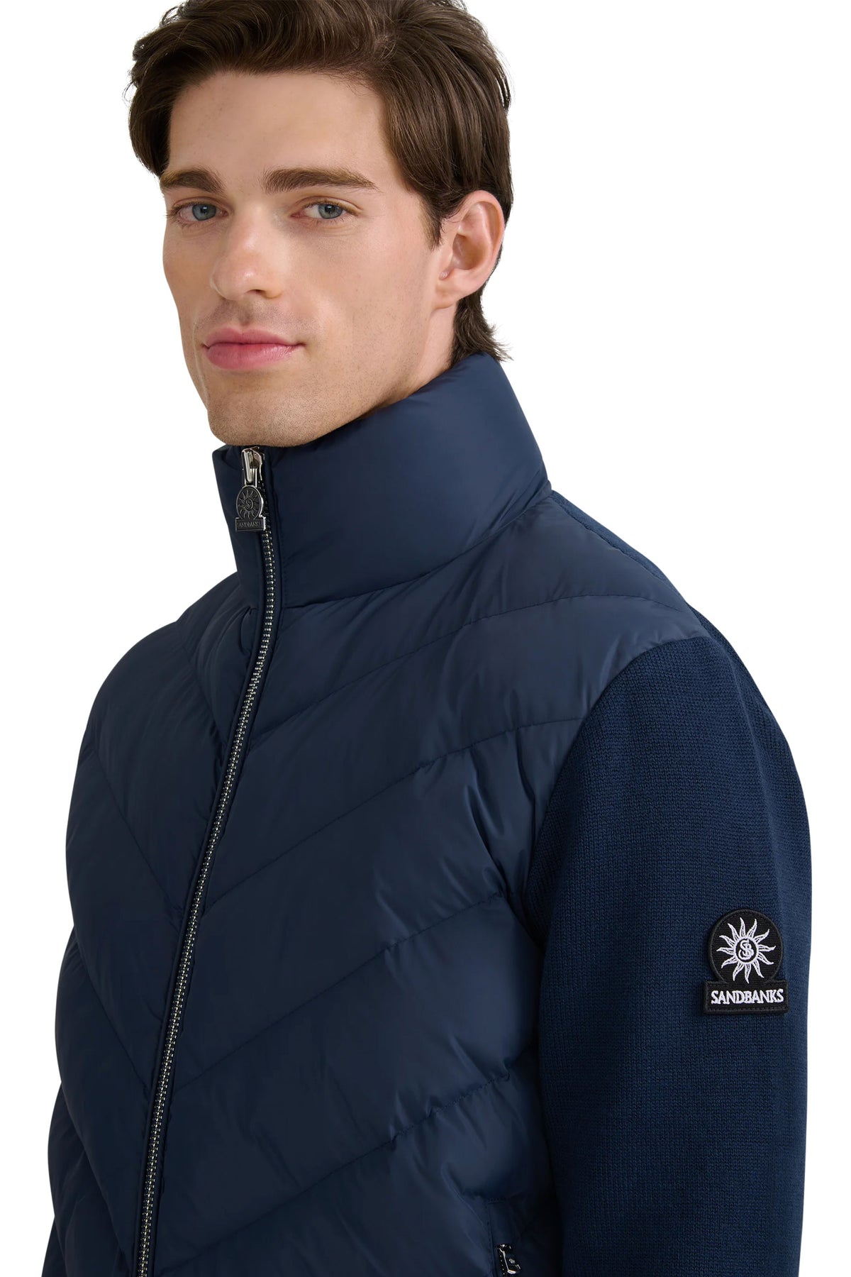 SANDBANKS HYBRID PUFFER CARDIGAN | NAVY