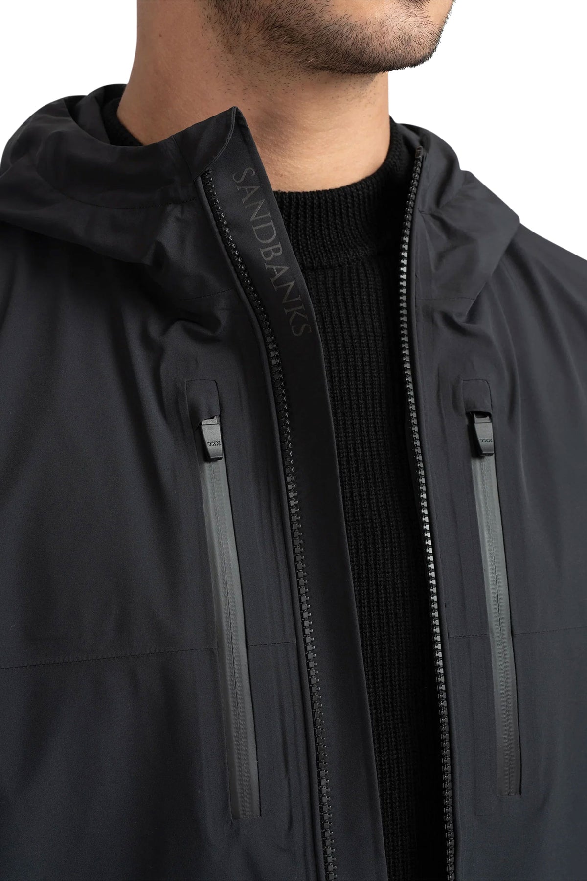 SANDBANKS STORM SHELL WATERPROOF JACKET BLACK