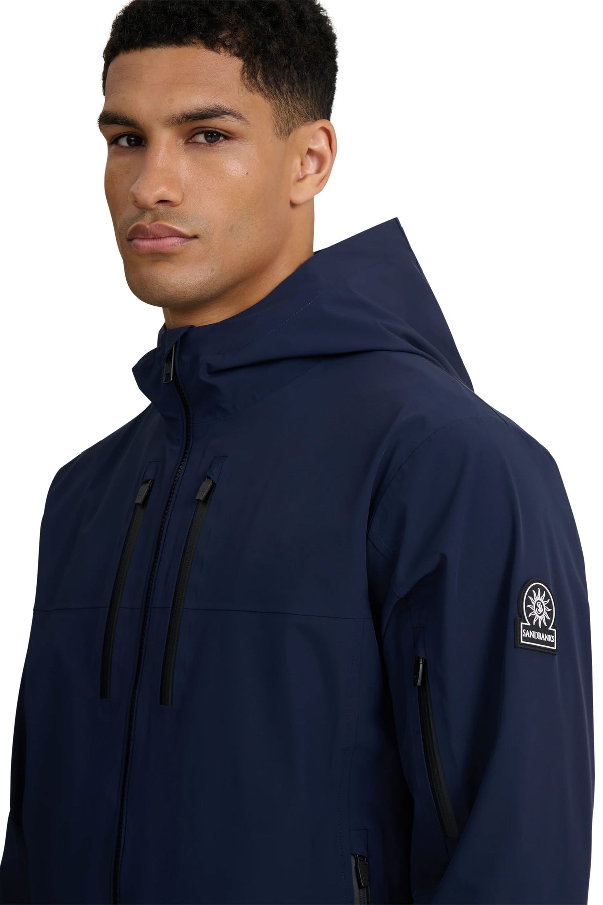 SANDBANKS STORM SHELL WATERPROOF JACKET NAVY