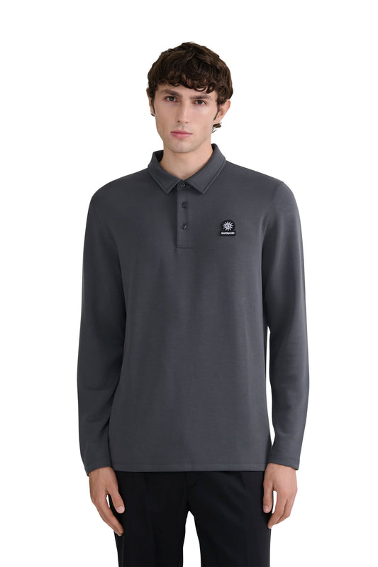 SANDBANKS MODAL LONG SLEEVE POLO | ANTRHACITE