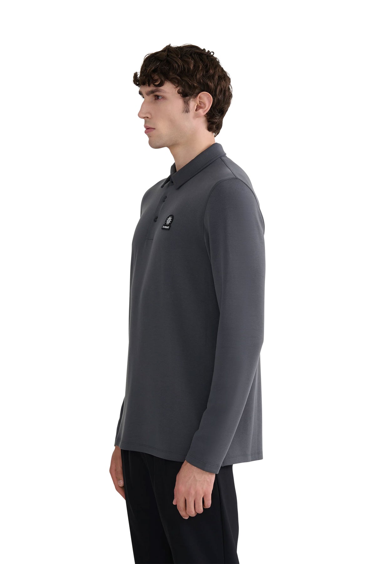 SANDBANKS MODAL LONG SLEEVE POLO | ANTRHACITE