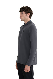 SANDBANKS MODAL LONG SLEEVE POLO | ANTRHACITE
