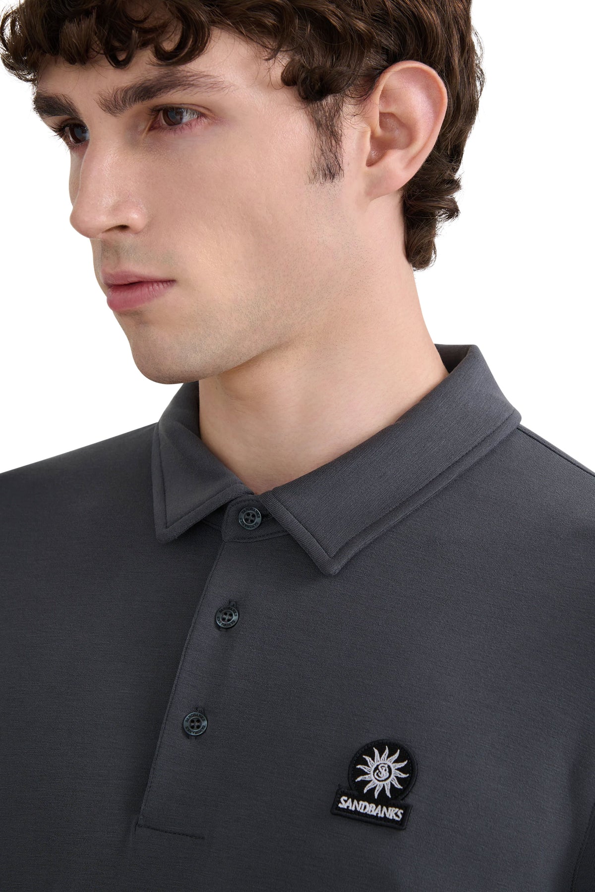 SANDBANKS MODAL LONG SLEEVE POLO | ANTRHACITE