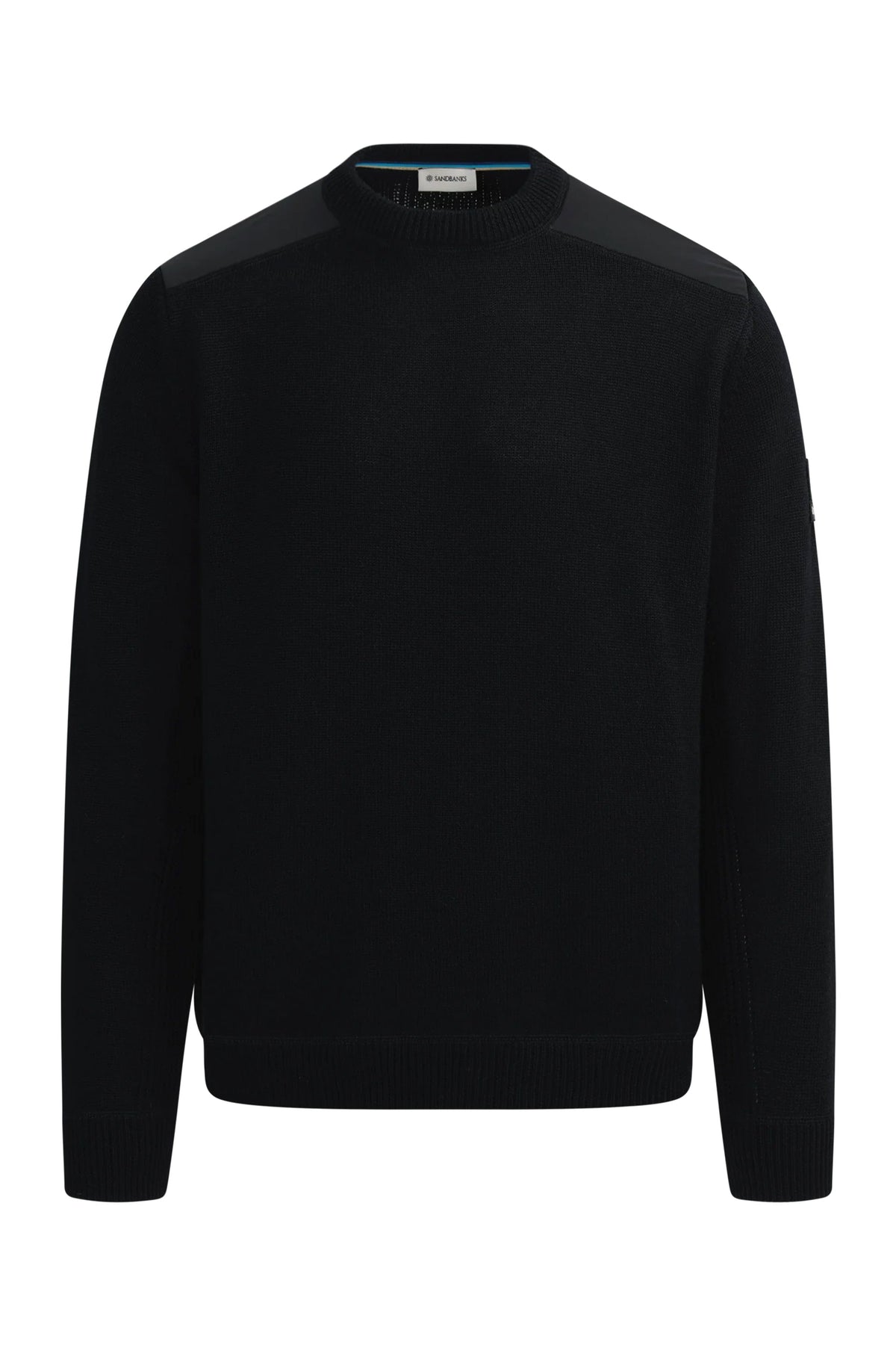 SANDBANKS TECHNICAL PANELED KNIT JUMPER BLACK