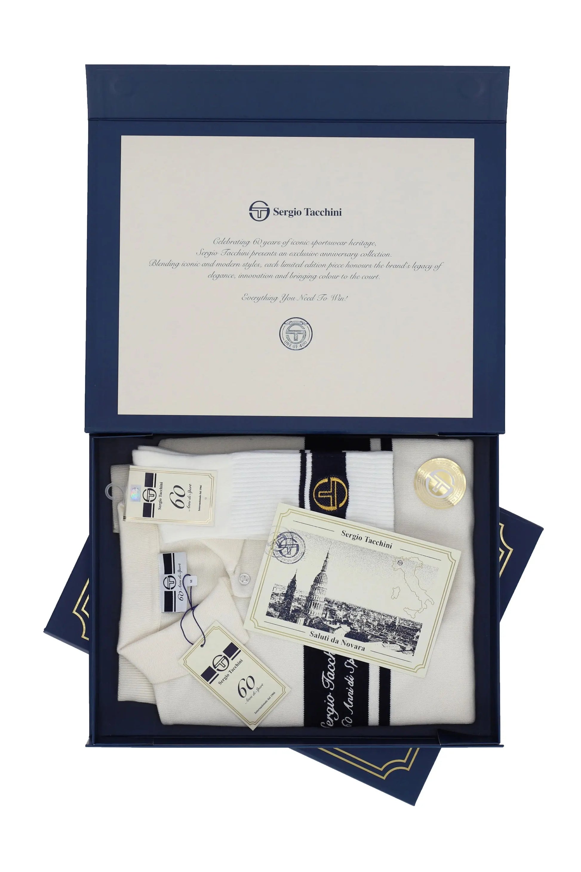 SERGIO TACCHINI 60th ANNIVERSARY YOUNGLINE KNITTED POLO GARDENIA/MARITIME BLUE Sergio Tacchini