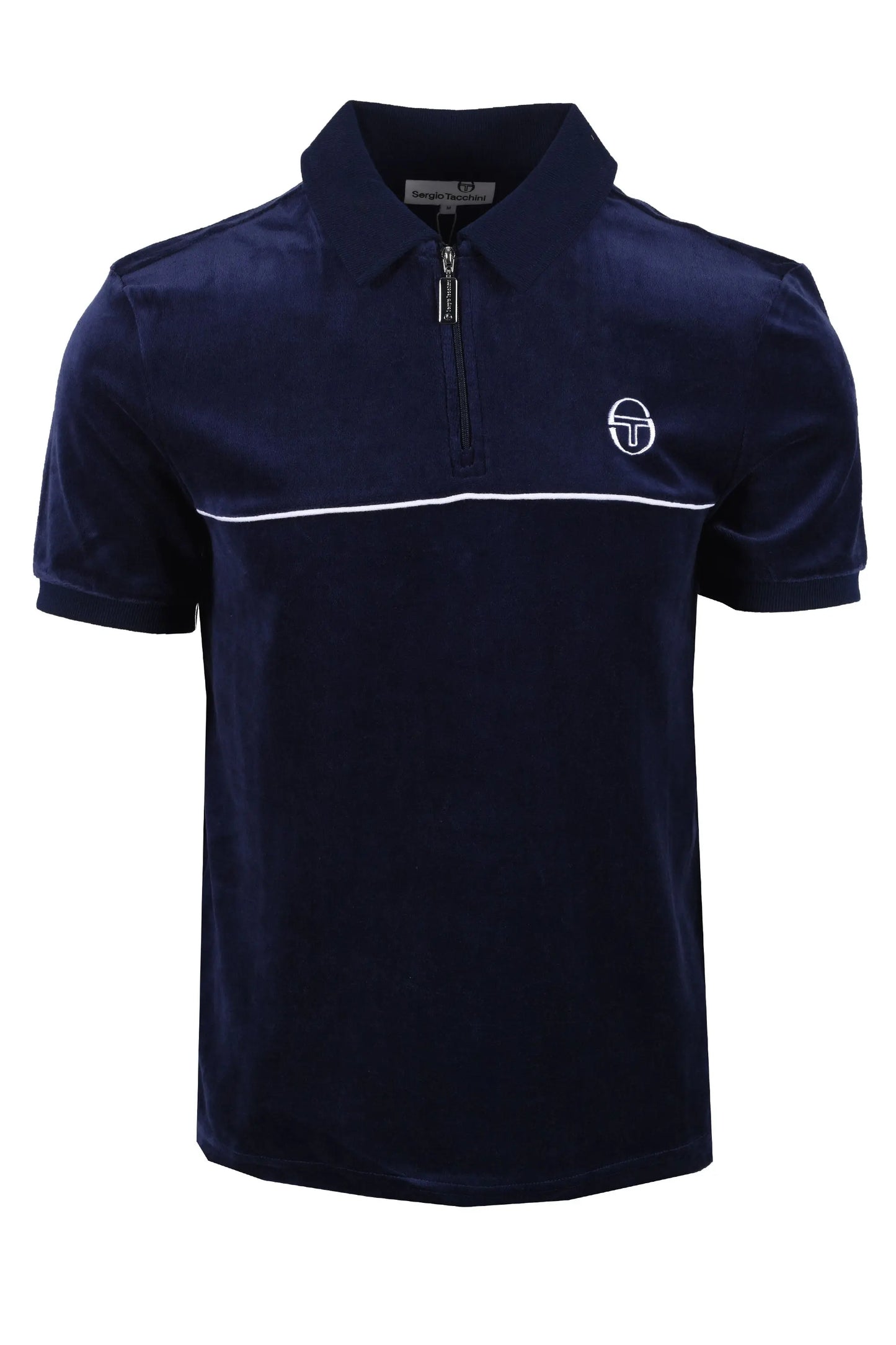 SERGIO TACCHINI CARDONA VELOUR ZIP POLO MARITIME BLUE/WHITE Sergio Tacchini