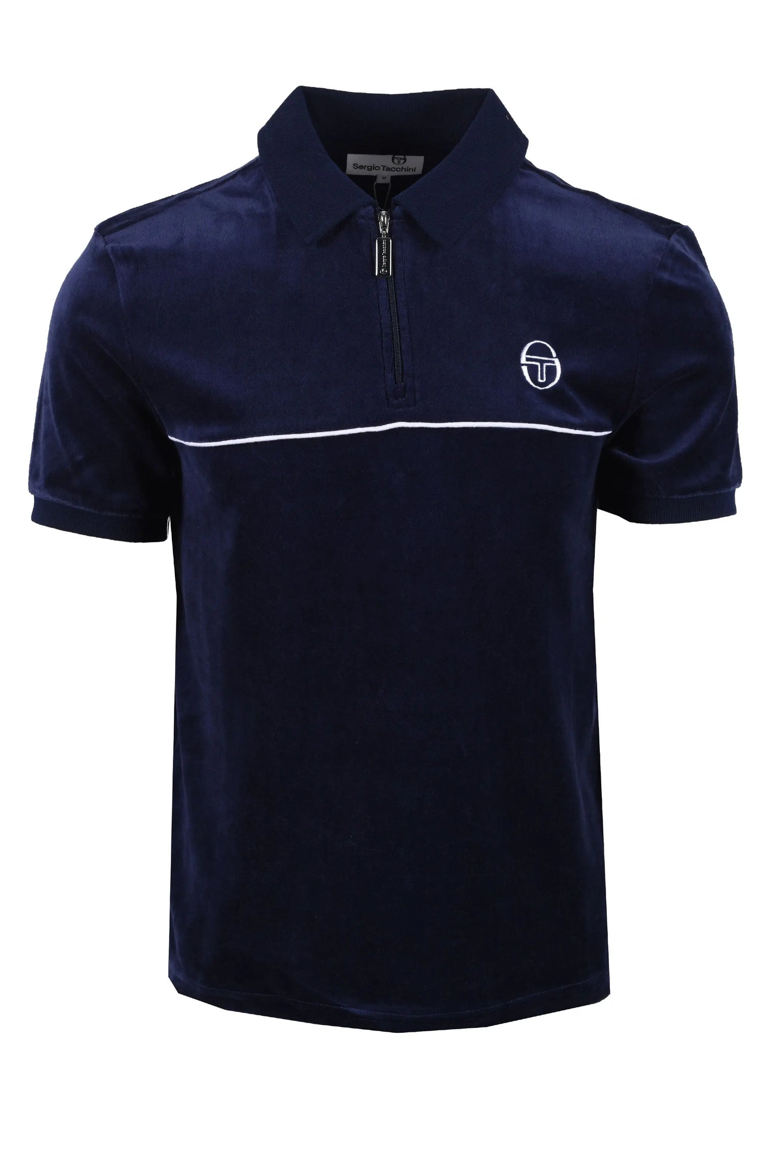 SERGIO TACCHINI CARDONA VELOUR ZIP POLO MARITIME BLUE/WHITE Sergio Tacchini