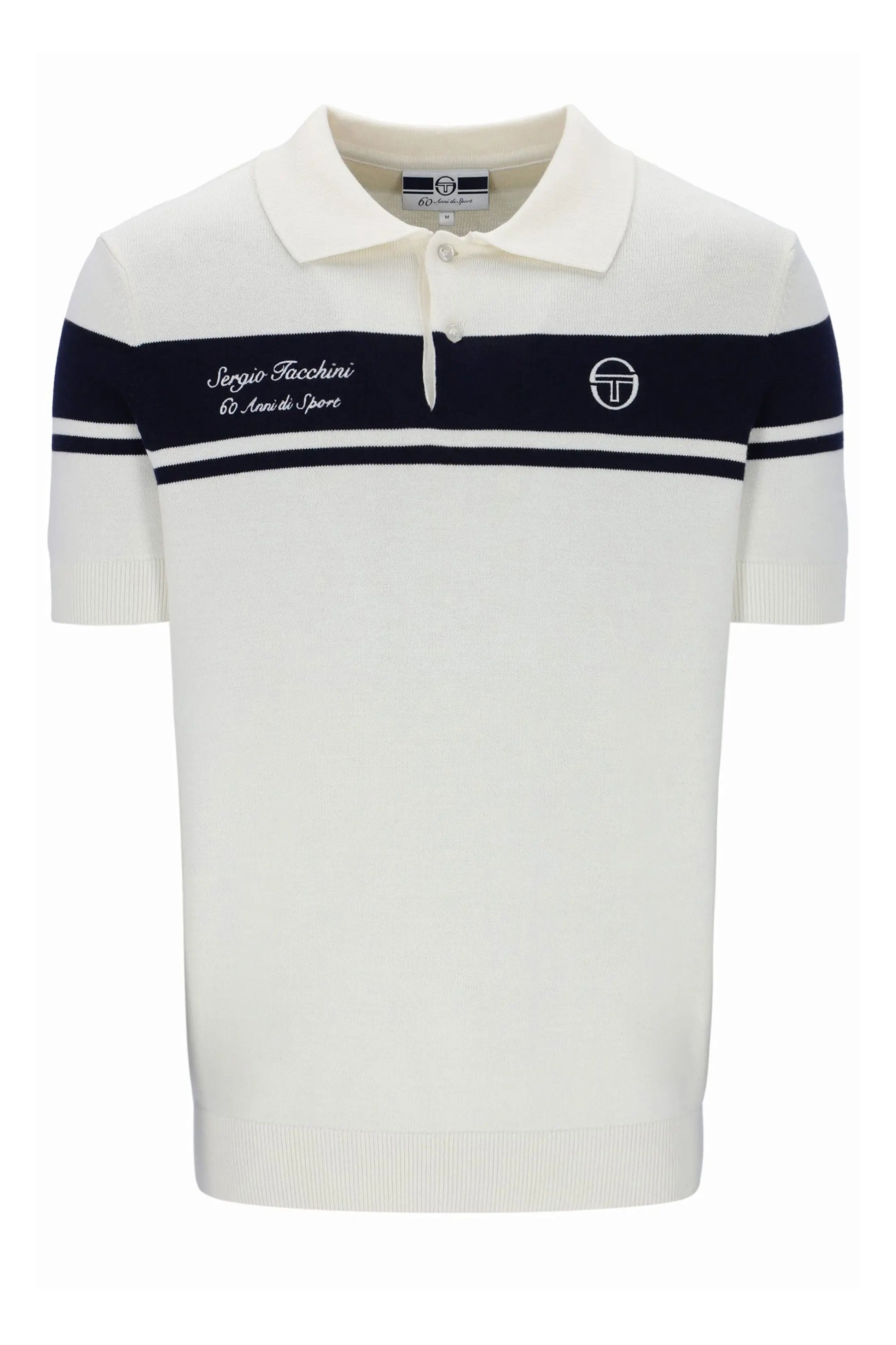 SERGIO TACCHINI 60th ANNIVERSARY YOUNGLINE KNITTED POLO GARDENIA/MARITIME BLUE Sergio Tacchini