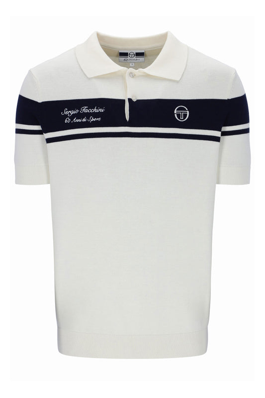 SERGIO TACCHINI 60th ANNIVERSARY YOUNGLINE KNITTED POLO GARDENIA/MARITIME BLUE