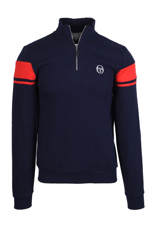 Sergio Tacchini Damarindo Half Zip Sweatshirt Maritime Blue/Adrenaline Rush
