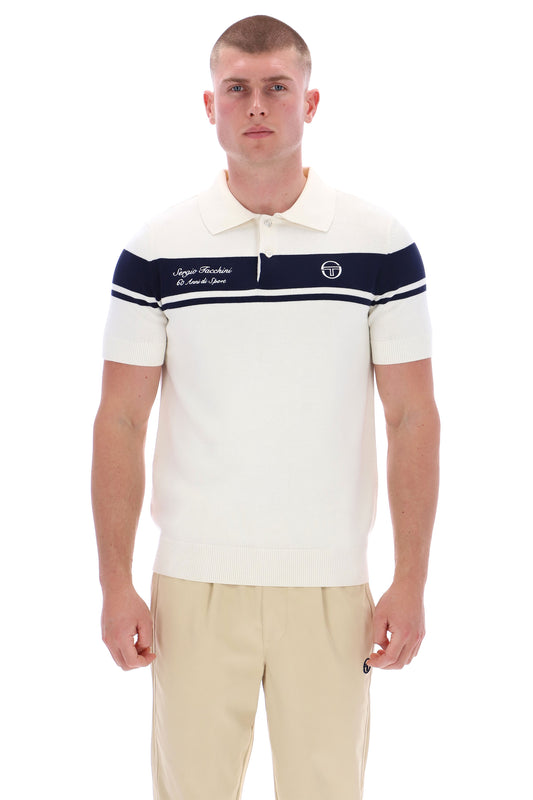 SERGIO TACCHINI 60th ANNIVERSARY YOUNGLINE KNITTED POLO GARDENIA/MARITIME BLUE