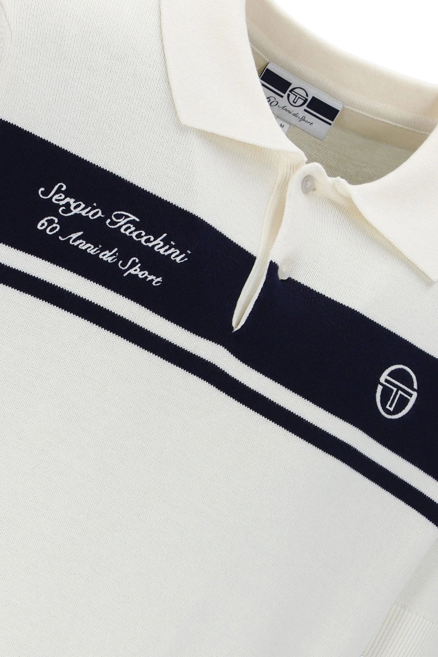 SERGIO TACCHINI 60th ANNIVERSARY YOUNGLINE KNITTED POLO GARDENIA/MARITIME BLUE Sergio Tacchini