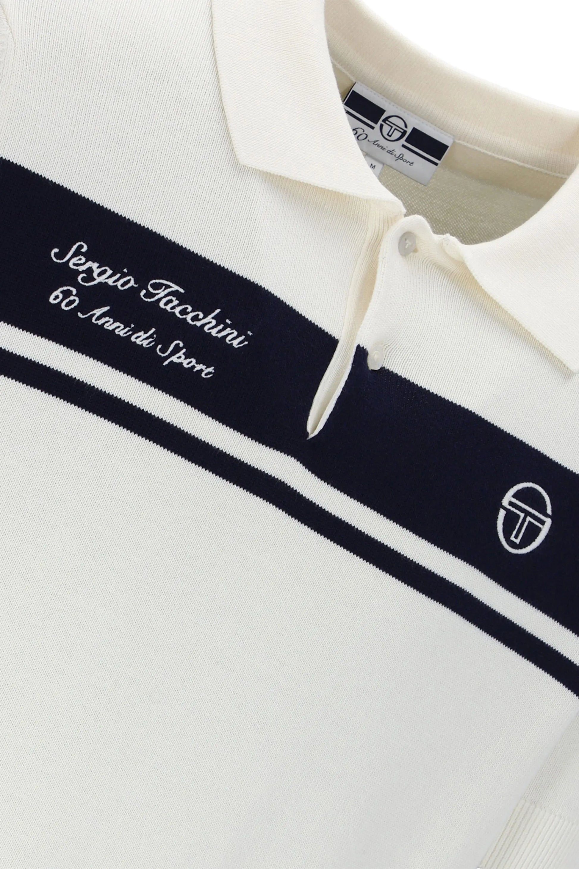 SERGIO TACCHINI 60th ANNIVERSARY YOUNGLINE KNITTED POLO GARDENIA/MARITIME BLUE Sergio Tacchini