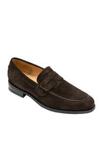 LOAKE 356 APRON SADDLE LOAFER DARK BROWN SUEDE Loake Michael Stewart Menswear