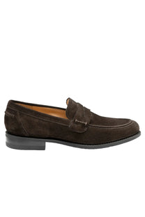 LOAKE 356 APRON SADDLE LOAFER DARK BROWN SUEDE Loake Michael Stewart Menswear