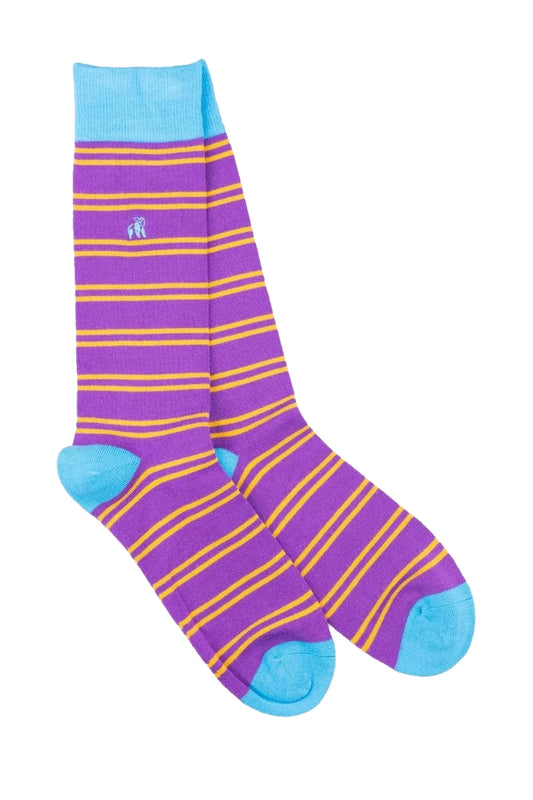 SWOLE PANDA BAMBOO SOCKS LILAC ORANGE STRIPE Swole Panda Michael Stewart Menswear  Socks
