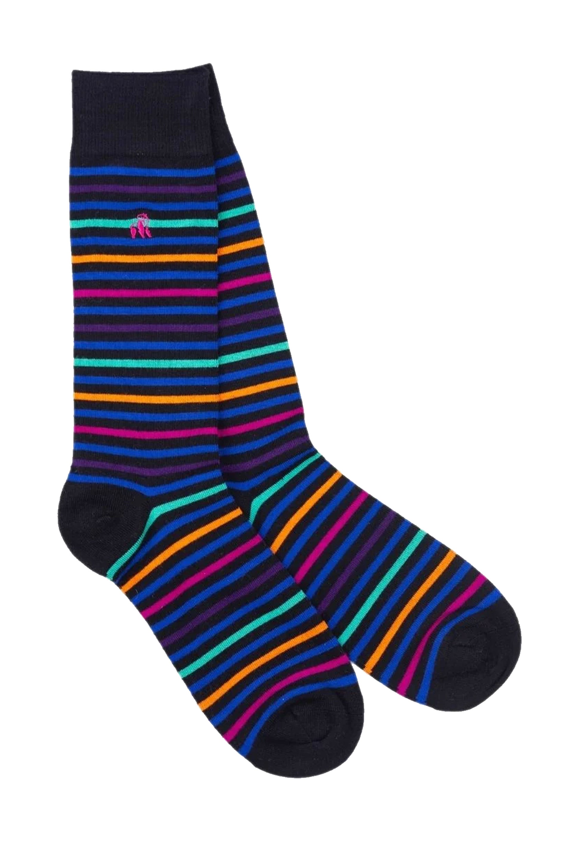 SWOLE PANDA BAMBOO SOCKS NAVY /LIME STRIPE Swole Panda Michael Stewart Menswear  Socks