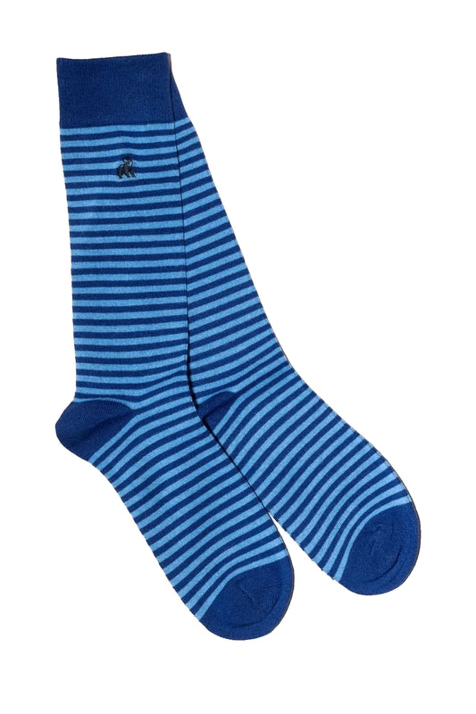 SWOLE PANDA BAMBOO SOCKS SKY BLUE STRIPE Swole Panda Michael Stewart Menswear  Socks