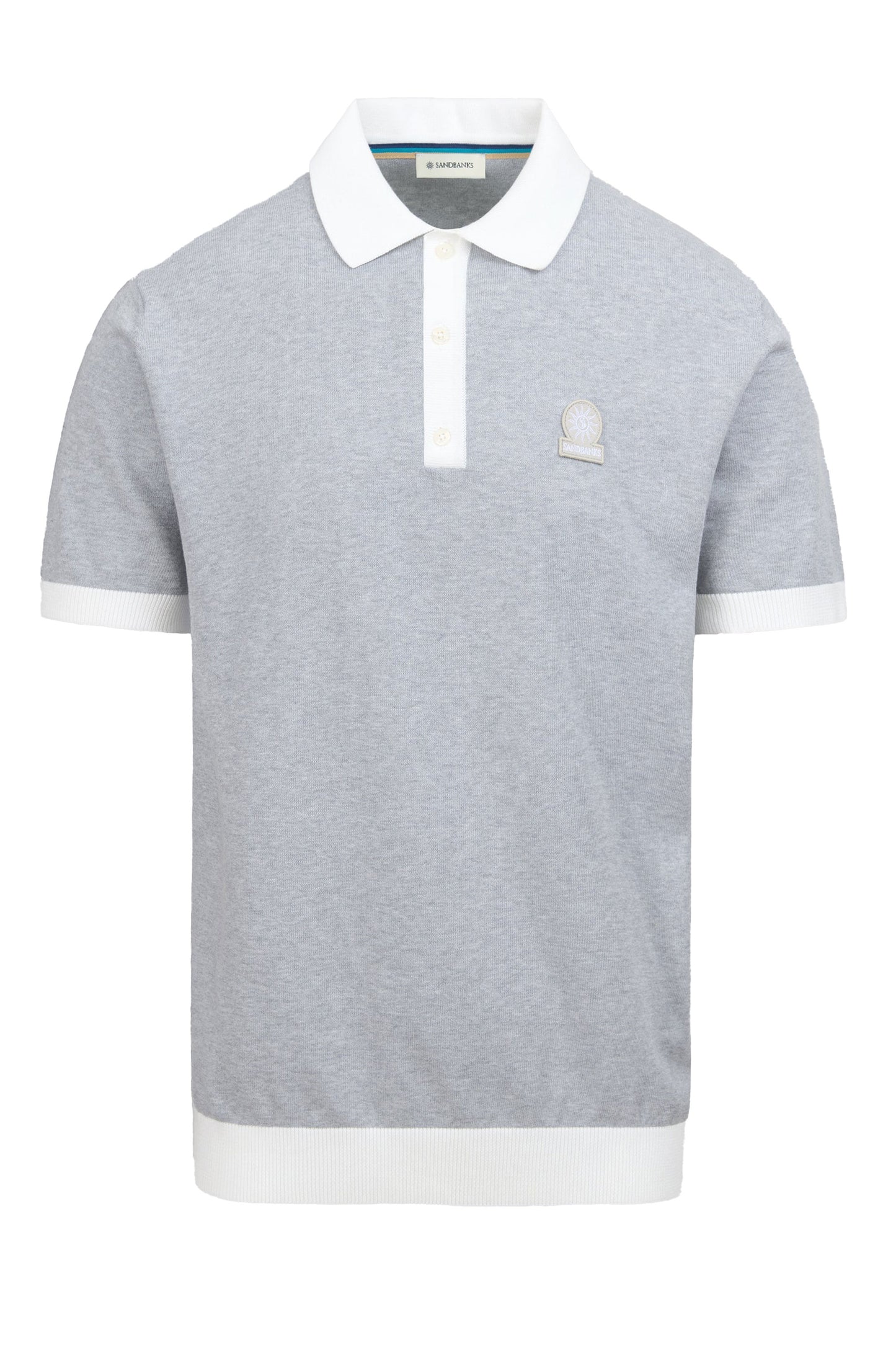 Sandbanks 3-Button Knitted Polo Grey Sandbanks