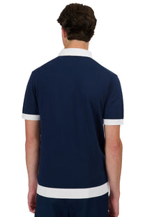 Sandbanks 3-Button Knitted Polo Navy Sandbanks