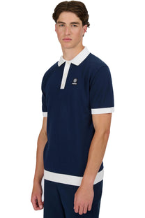 Sandbanks 3-Button Knitted Polo Navy Sandbanks