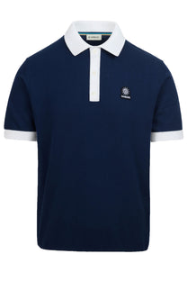 Sandbanks 3-Button Knitted Polo Navy Sandbanks