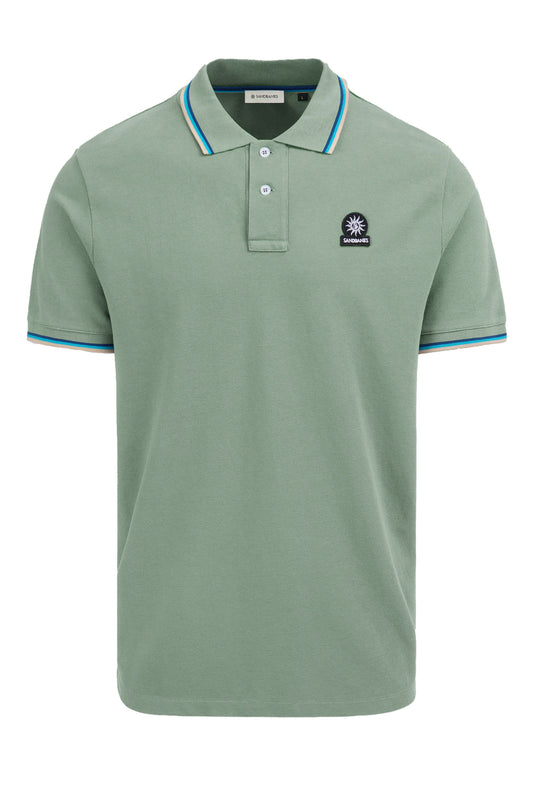 Sandbanks Badge Logo Tipped Polo Sage