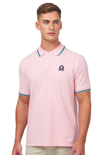 Sandbanks Badge Logo Tipped Polo Shirt Crystal Rose Sandbanks