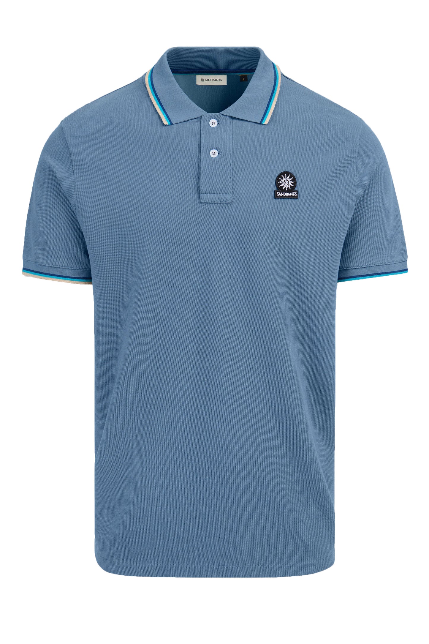 Sandbanks Badge Logo Tipped Polo Teal