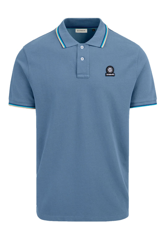 Sandbanks Badge Logo Tipped Polo Teal