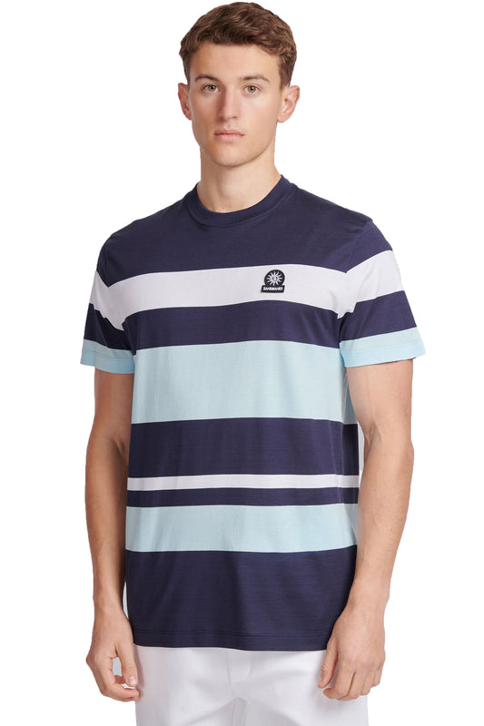 Sandbanks Mercerised Stripe T-Shirt Navy