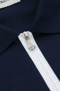 Sandbanks Silicone Zip Polo Navy Sandbanks