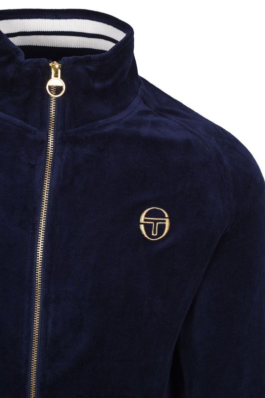 Sergio Tacchini Court Velour Track Top Maritime Blue/Gardenia