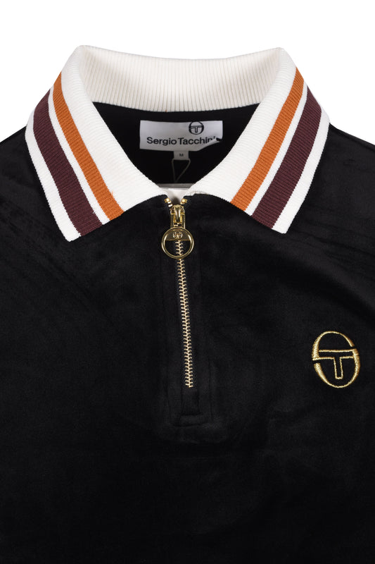 Sergio Tacchini Mahony Half Zip Velour Polo Black/Gold