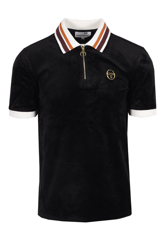 Sergio Tacchini Mahony Half Zip Velour Polo Black/Gold