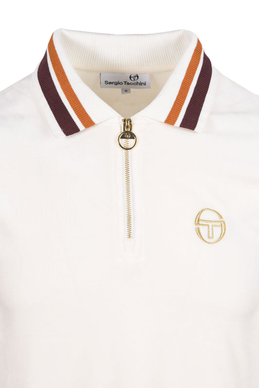 Sergio Tacchini Mahony Half Zip Velour Polo Gardenia/Gold