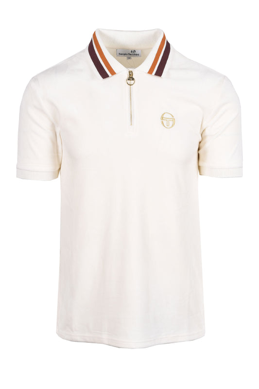 Sergio Tacchini Mahony Half Zip Velour Polo Gardenia/Gold