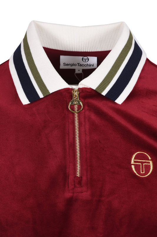 Sergio Tacchini Mahony Half Zip Velour Polo Rhubarb/Gold